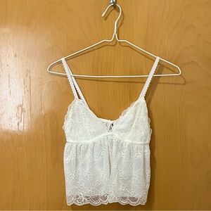 Garage Tie Back Babydoll White Lace Cami Top